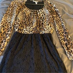 Cheetah and black lace dress